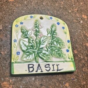 Ganz Ceramic Basil Garden Marker Plaque Label Decor Vintage